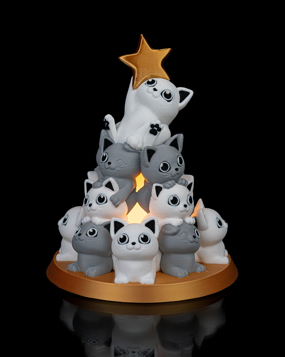 Cat in Christmas Tree Tealight Lamp