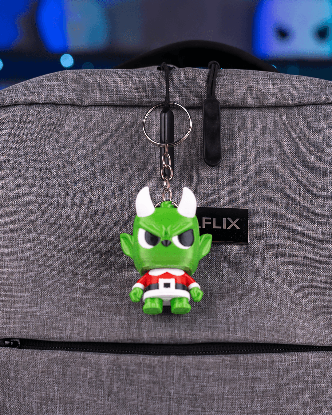Grumpy Christmas Gremlin Keychain