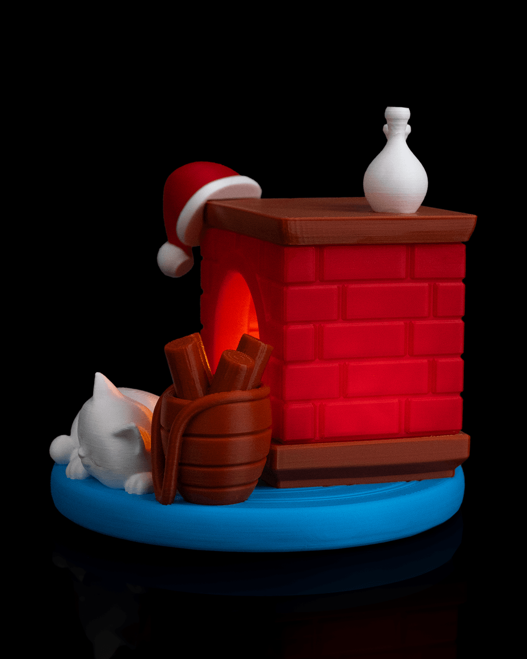 Sleeping Cat Christmas Tealight Lamp
