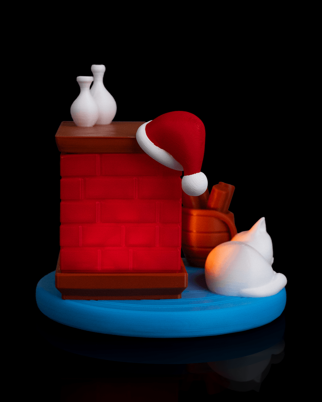 Sleeping Cat Christmas Tealight Lamp