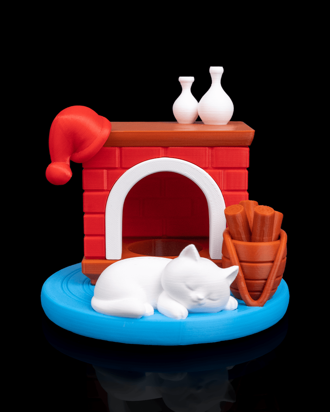 Sleeping Cat Christmas Tealight Lamp